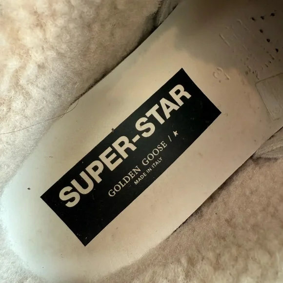 GOLDEN GOOSE Super Star Sabot Leather Glitter Shearling Lined Slip-On Sneaker - Picture 12 of 16
